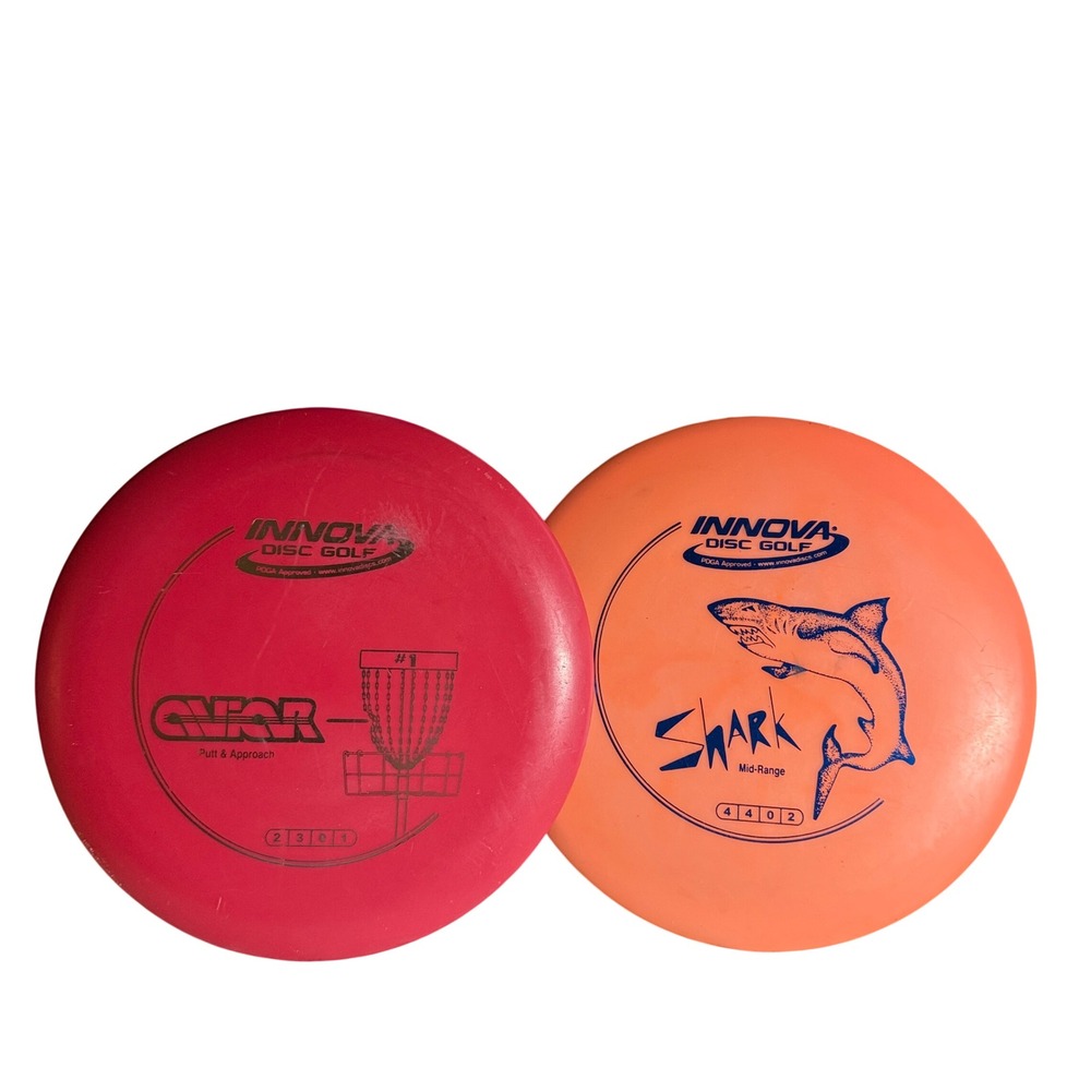 Innova Disc Golf 2 Pack Red Orange Shark Mid Range Aviar Plastic Putt Approach